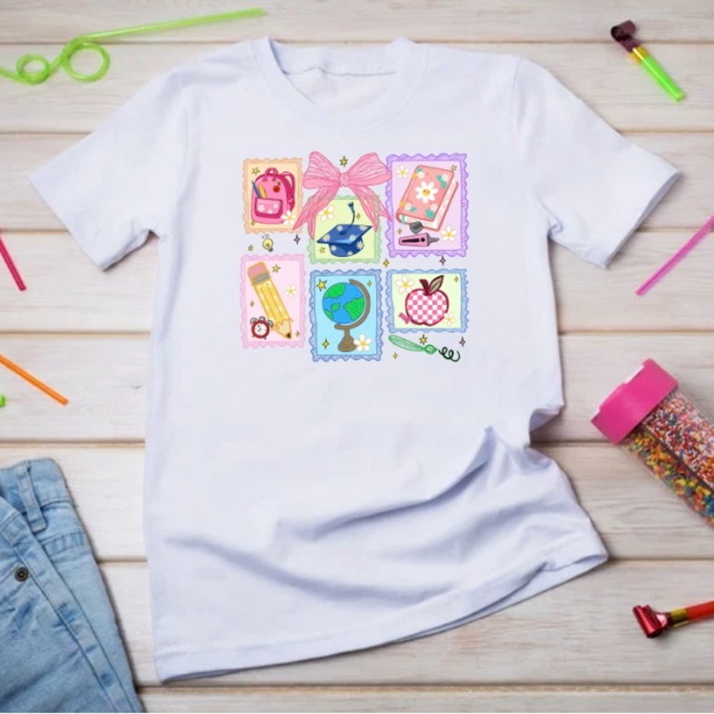 Kids White Graphic T-Shirt